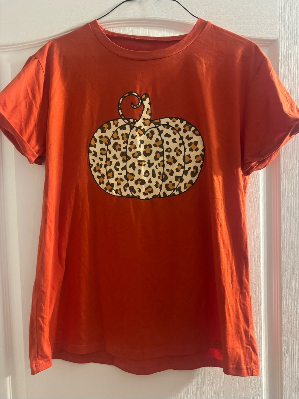 Women’s Orange Pumpkin Leopard Graphic Tee